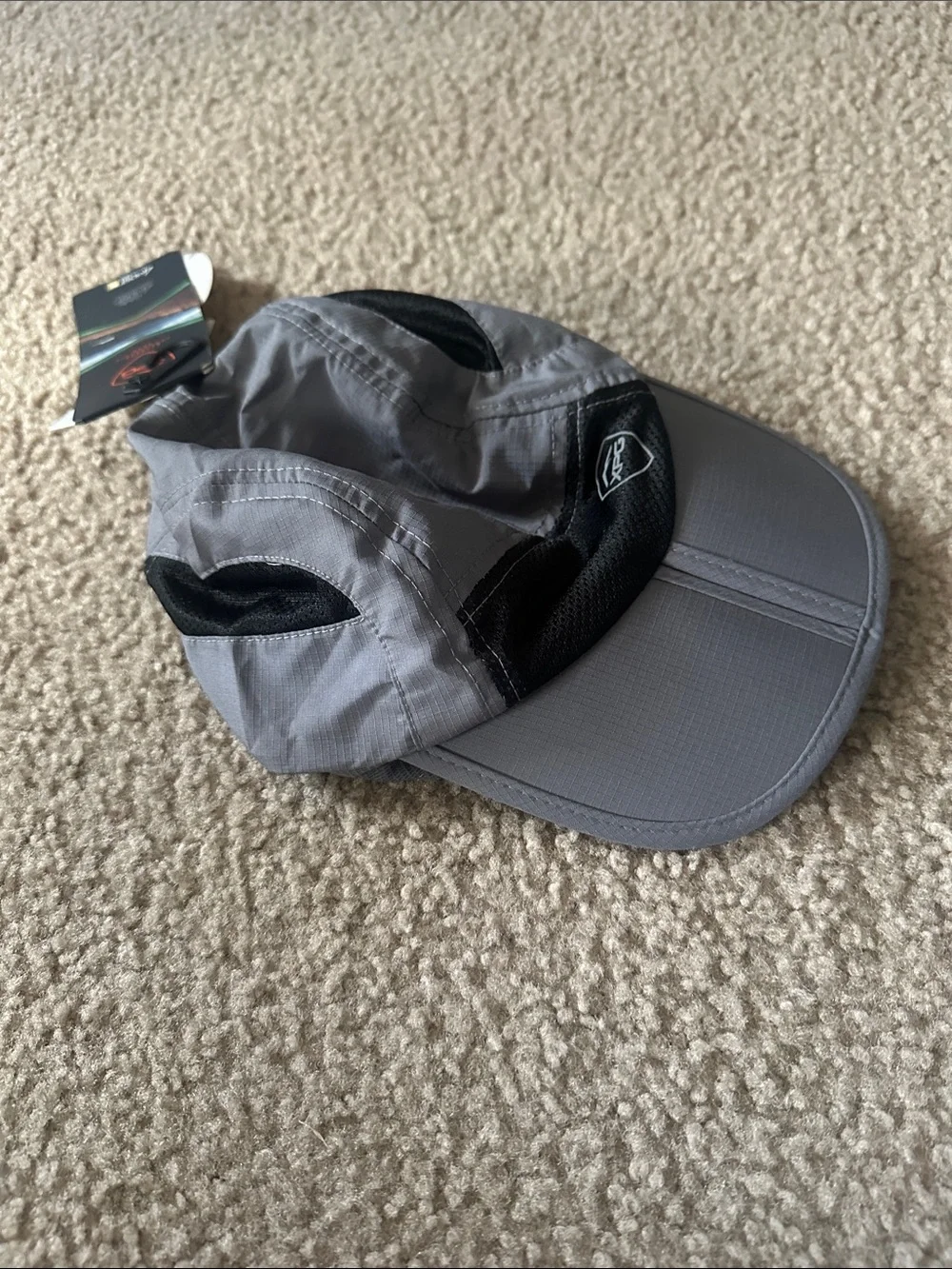 Gray and Black Performance Running Cap